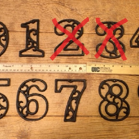 "0"(Zero) House Address Number Ornate Cast Iron Filigree 4 5/8" tall 0184-0558-0 - Picture 14 of 16